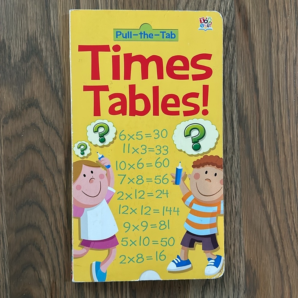 Pull-The-Tab Times Table Book Learning Wrap-Ups Keys Multiplication Yellow Math - Picture 2 of 10